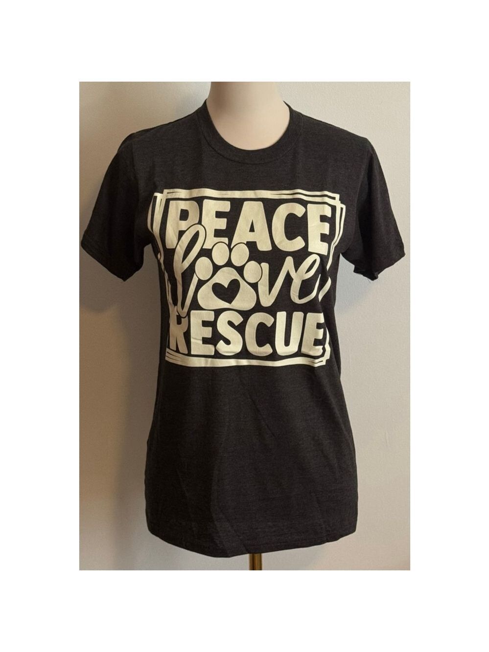 Women's Zuni Sportswear Gray Peace Love Rescue Short Sleeve Tee S